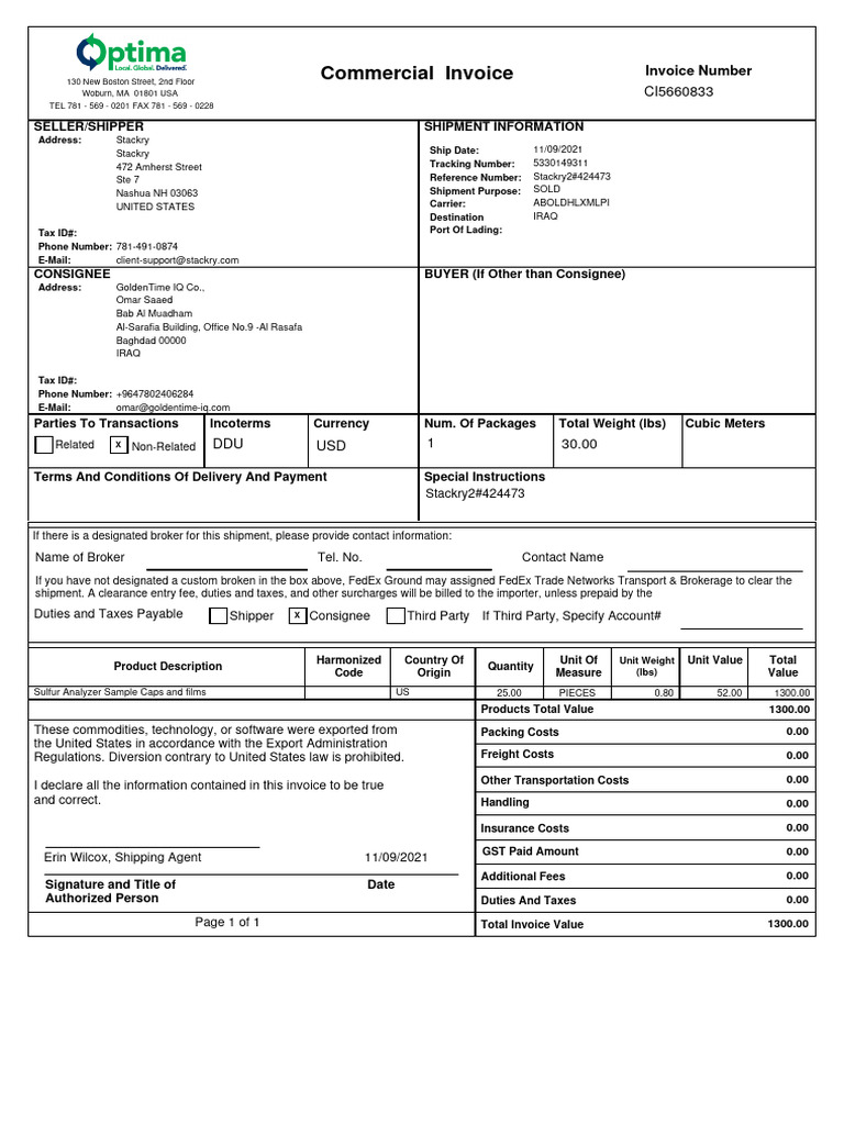 Commercial Invoice | PDF | Business | Service Industries