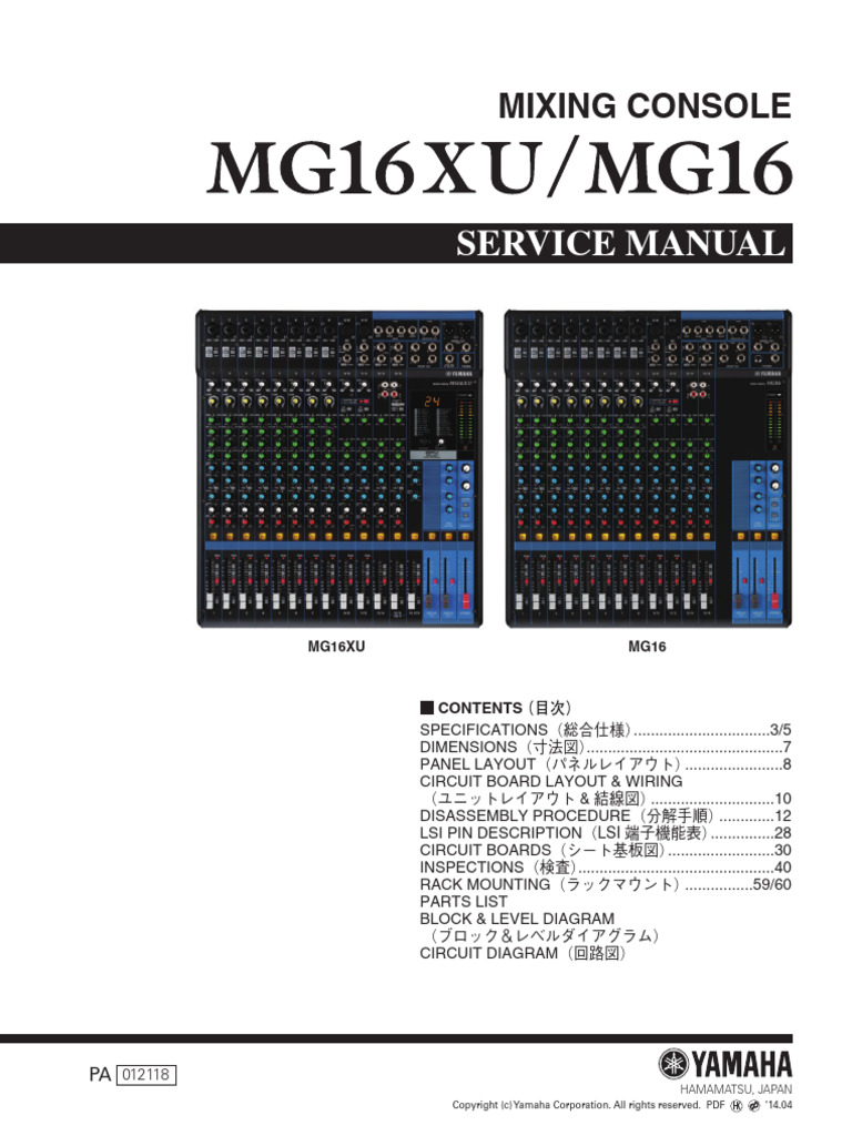 Yamaha Mg16xu Mg16 SM PDF Electricity Audio Electronics