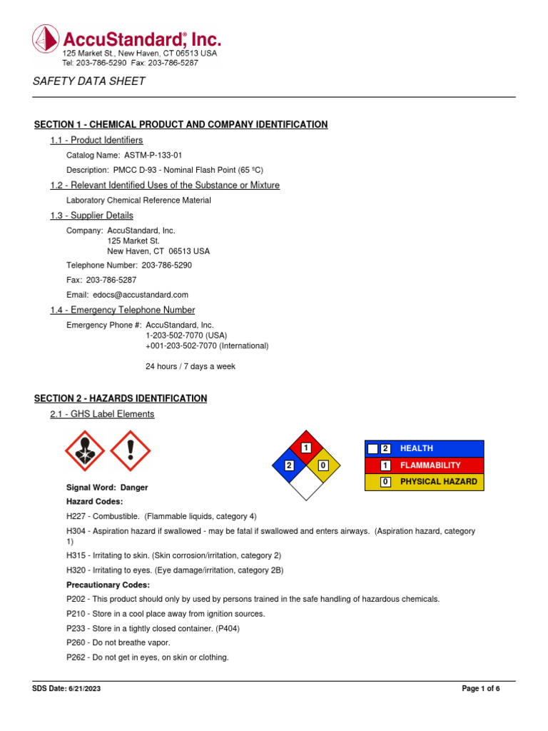 SDS_ASTM-P-133-01 | PDF | Labor Relations | Occupational Safety And Health