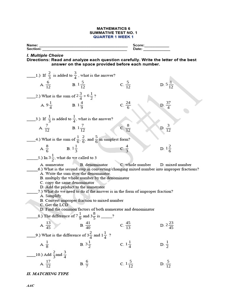 2nd Quarter Math Test for Grade 2 | PDF | Mathematical Concepts ...