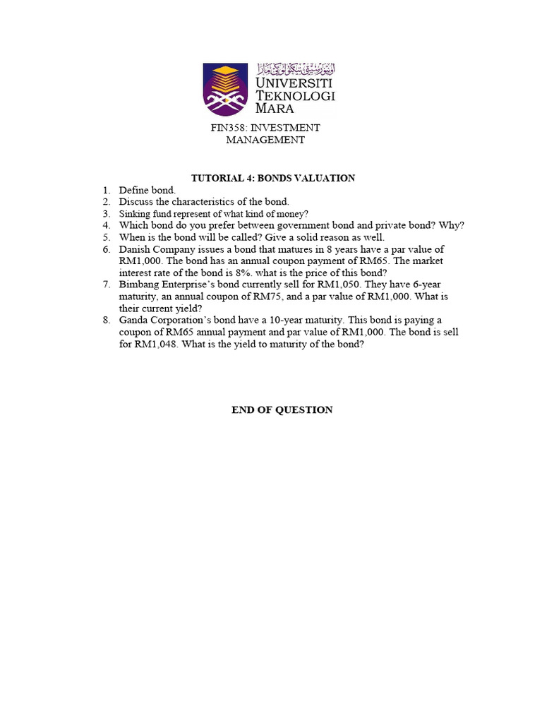 Tutorial 4 Fin358 Pdf