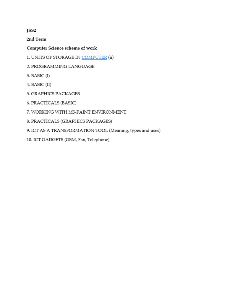 JSS2 ICT 2nd TERM Note | PDF