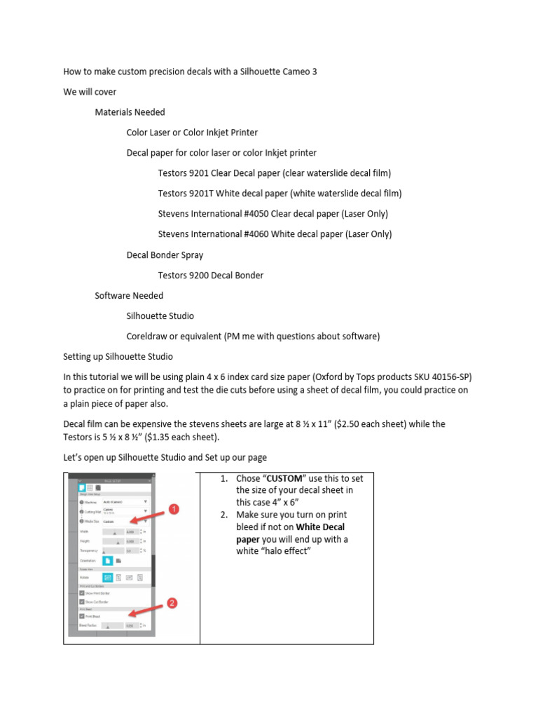 How to make custom precision decals with a silhouette cameo 3 pdf