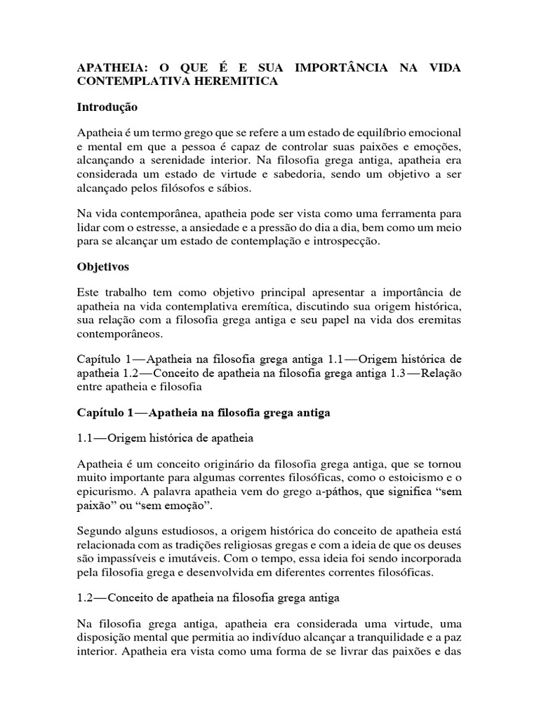 APATHEIA - O QUE É E SUA IMPORTÂNCIA NA VIDA CONTEMPLATIVA EREMITICA ...