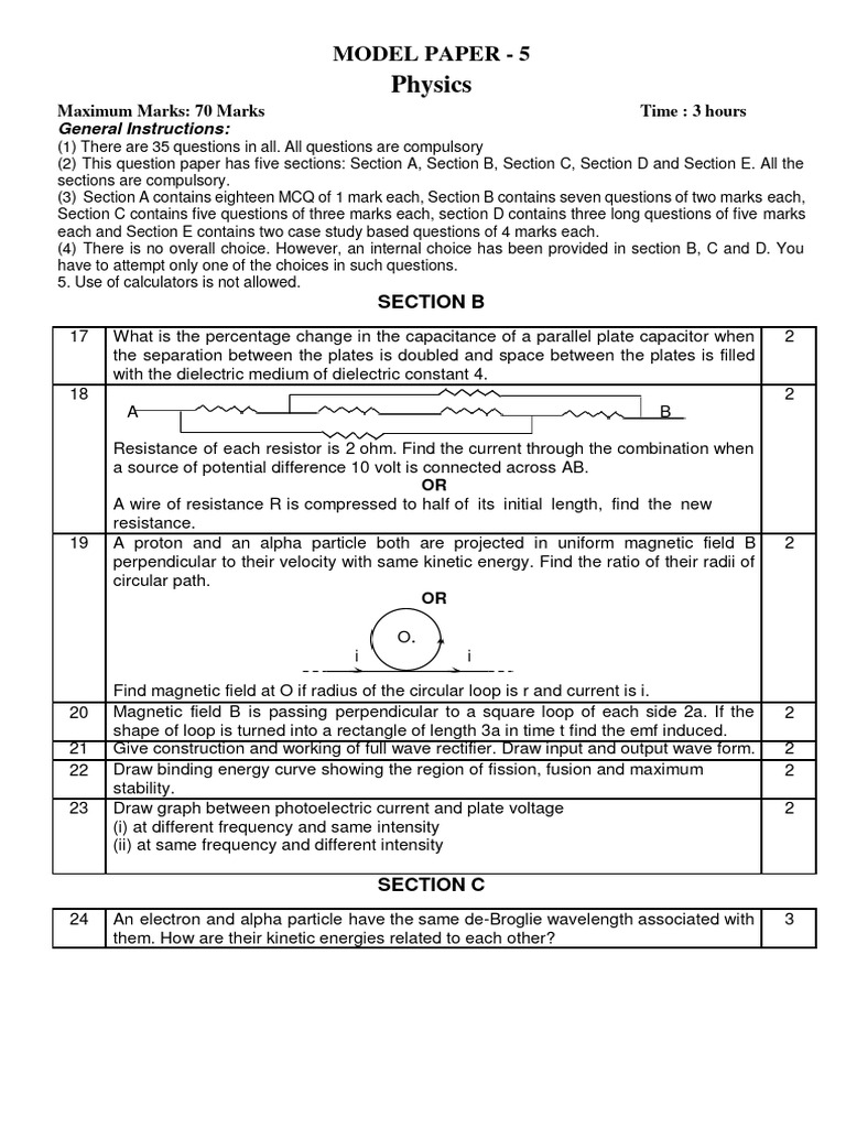 Model Paper for 5th Physics Exam | PDF | Waves | Materials Science