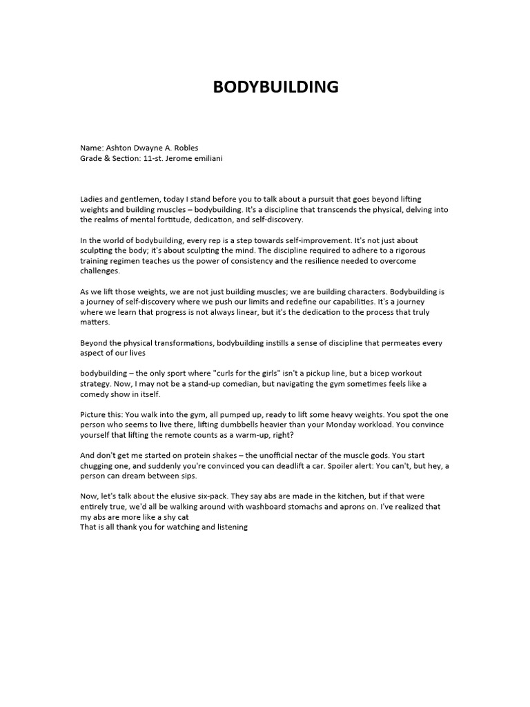 Bodybuilding: More Than Muscle | PDF