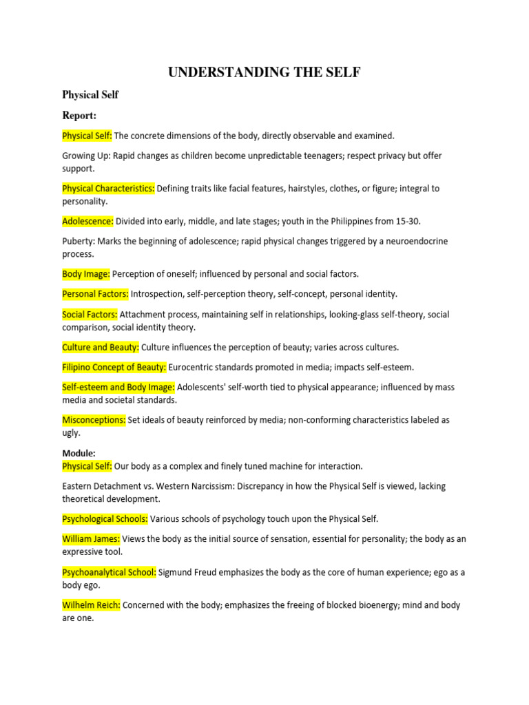 Understanding The Self | PDF | Self Concept | Psychology