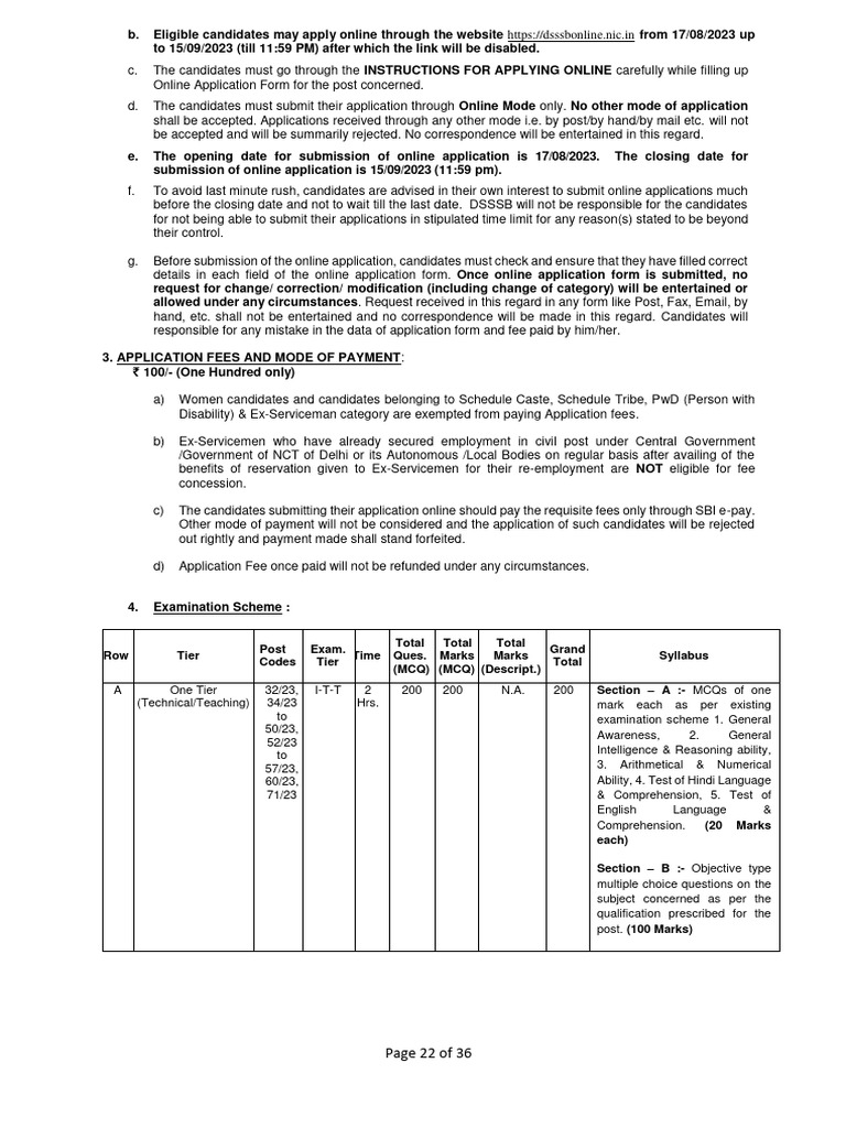 DSSSB Exam Pattern 2023 | PDF | Multiple Choice