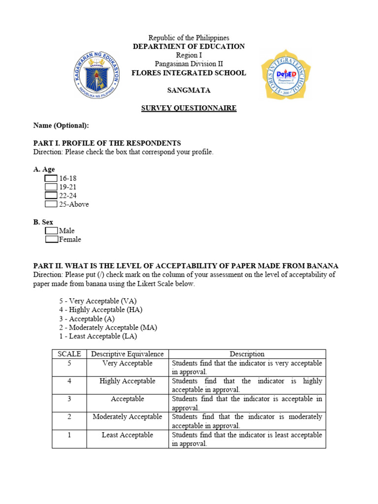 Survey Questionnaire | PDF