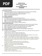 CBSE Class 9 Science Worksheet - Why Do We Fall Ill