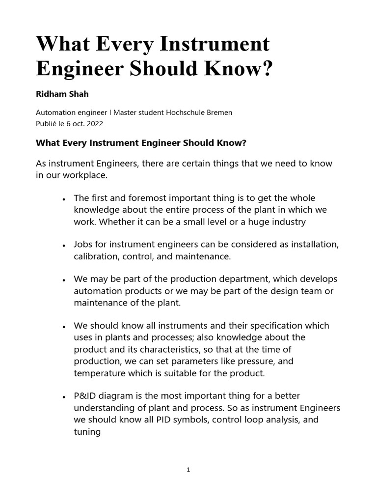 What Every Instrument Engineer Should Know | Download Free PDF ...
