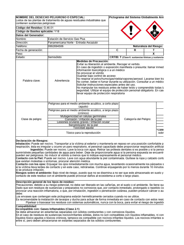 Lodos Tóxicos de Aguas Residuales | PDF | Agua | Residuos