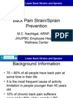 Back Pain Strain/Sprain Prevention: M.C. Nachtigal, ARNP, ND JHU/PBC Employee Health & Wellness Center