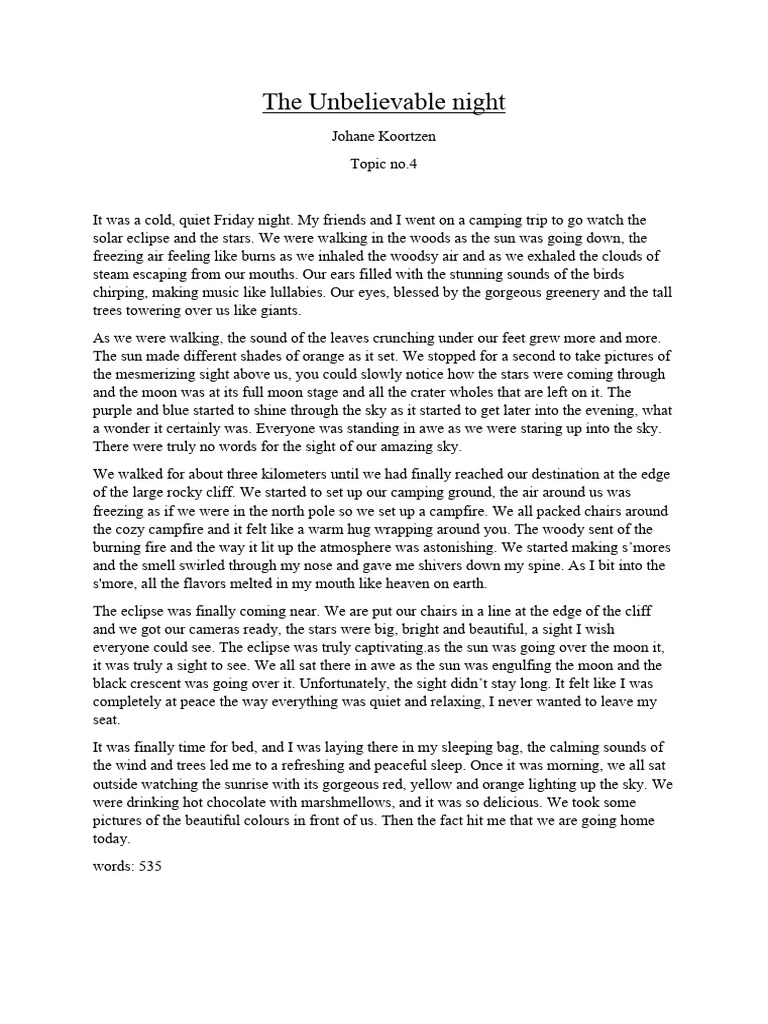 The Unbelievable Night Final PDF Moon