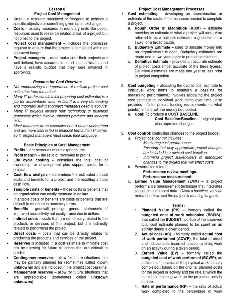 Project Management Reviewer | PDF | Finance & Money Management ...