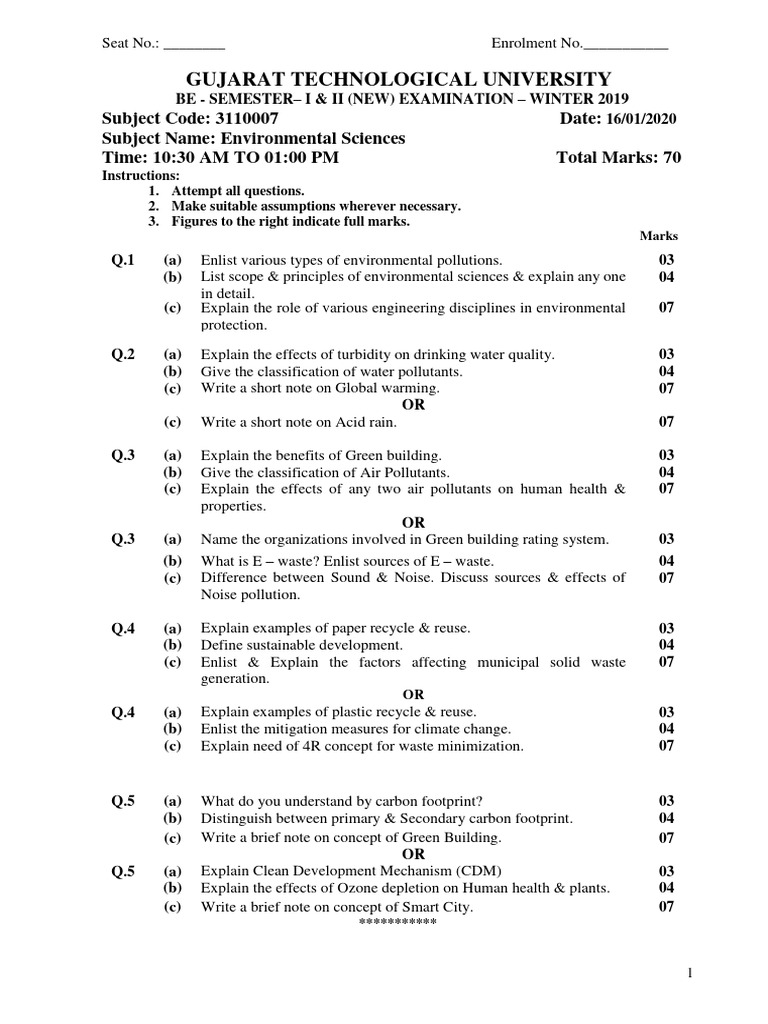 Environmental Sciences Syllabus BCA 1st Sem | PDF | Green Building | Waste