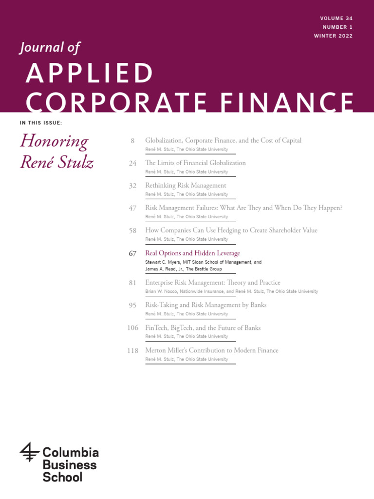 J Applied Corp Finance - 2022 - Myers - Real Options and Hidden ...