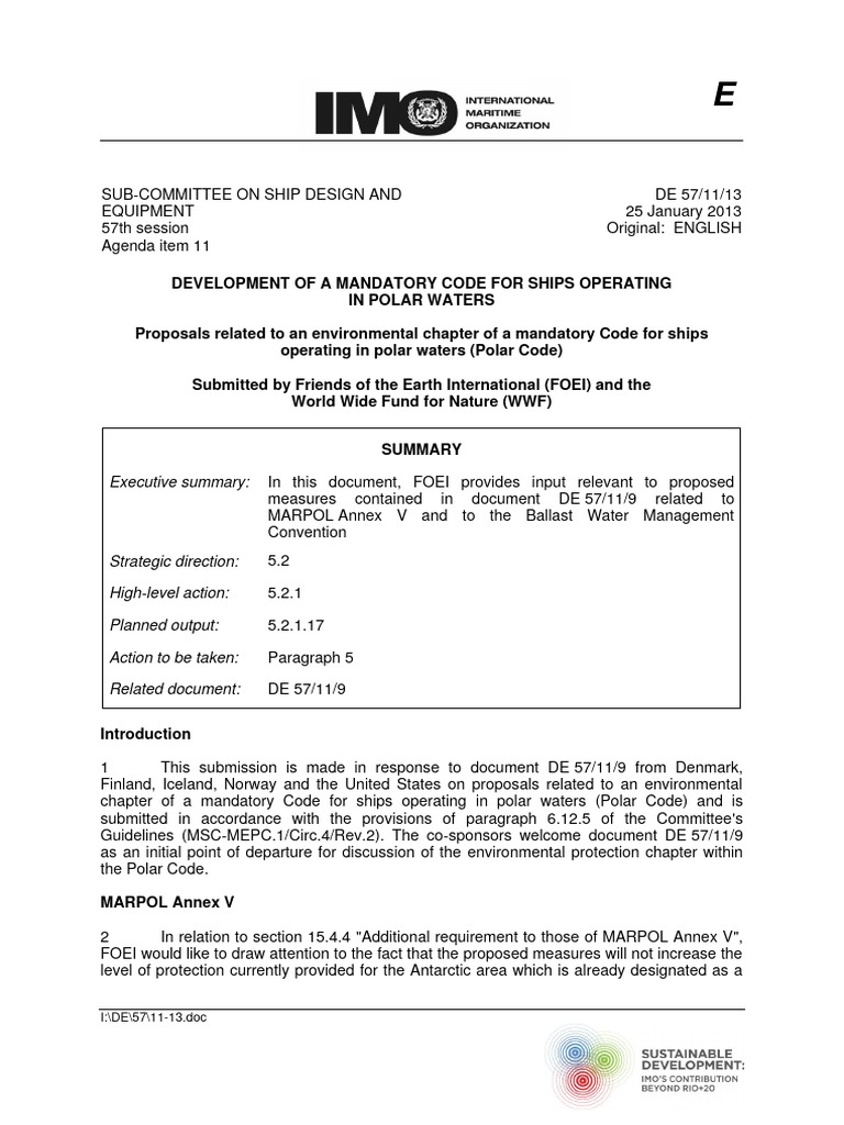 DE 57-11-13 - Proposals Related To An Environmental Chapter of A ...