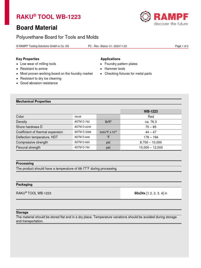 WB 1223 US Board Material Product Datasheet | PDF | Polyurethane ...