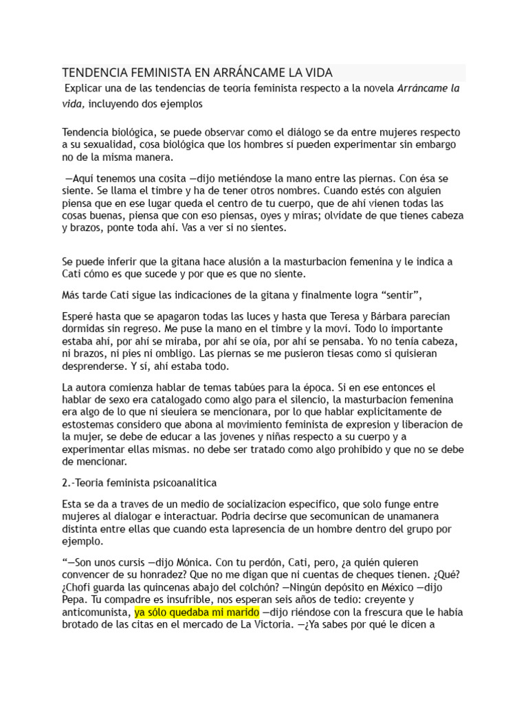 Lite TENDENCIA FEMINISTA EN ARRÁNCAME LA VIDA PDF