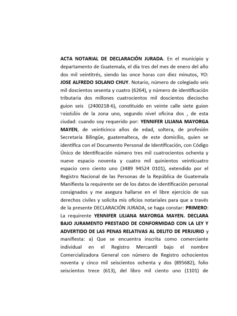 Acta de Declaración Jurada en Guatemala | PDF | Guatemala | Justicia