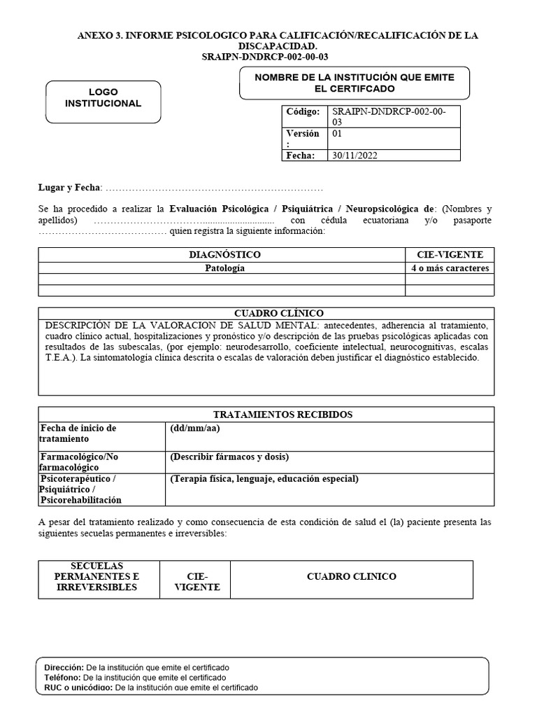 Anexo 03 DISCAPACIDADES PDF Psicolog a Cl nica Salud Mental