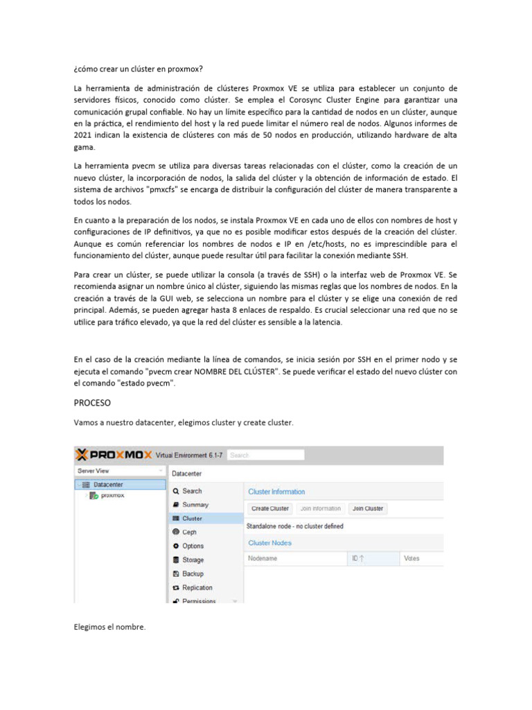 Cómo Crear Un Clúster en Proxmox | PDF | Grupo de computadoras | Red de ...