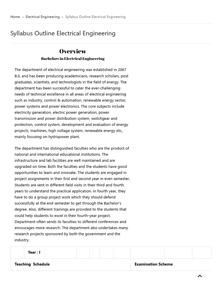Electrical Engineering Syllabus Overview | PDF | Electrical Engineering ...