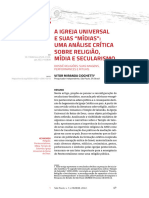 A Igreja Universal e Suas "Mídias": Uma Análise Crítica Sobre Religião, Mídia e Secularismo