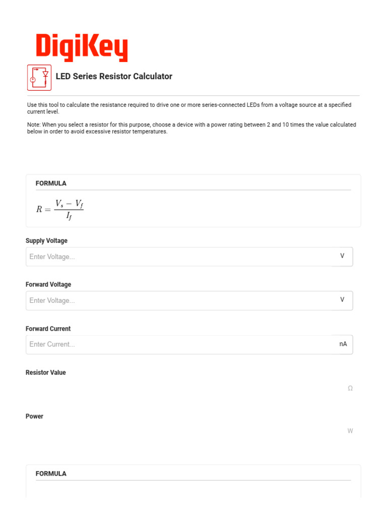 LED Series Resistor Calculator DigiKey Electronics PDF
