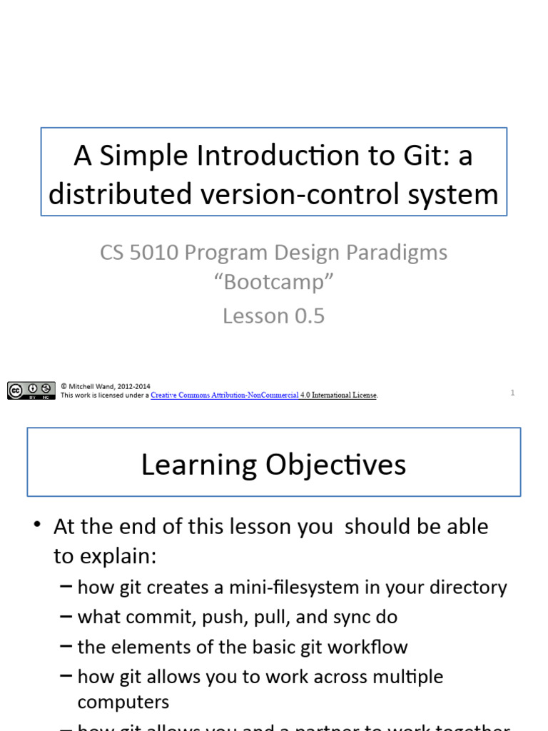 Lesson 0 5 introduction to git pdf version control system software