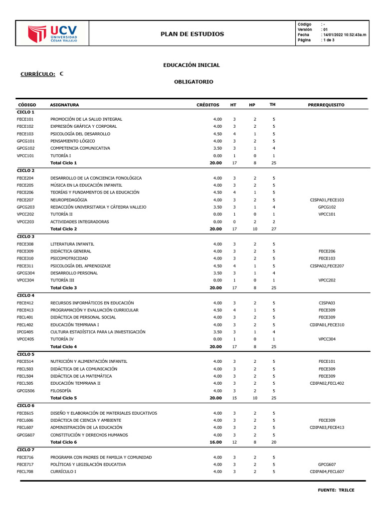 Plan Estudios | PDF | Plan de estudios | Educación de la primera infancia