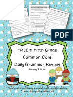 FREE!!! Fifth Grade Common Core Daily Grammar Review: January Edition