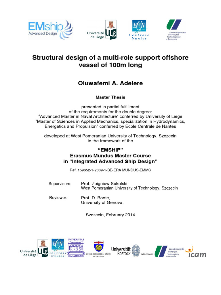 Structural Design Support Vessel | PDF | Offshore Drilling | Ships