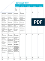 Calendario Diciembre 2022