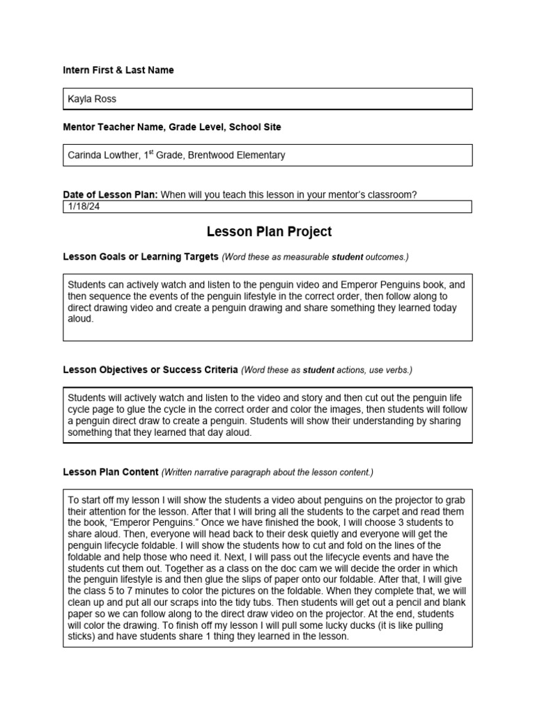 Internship Ccss Lesson Plan Template 4 PDF Lesson Plan Cognitive