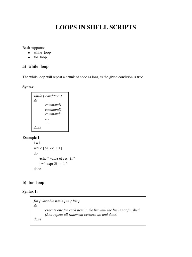 Shell Script - Loops | PDF