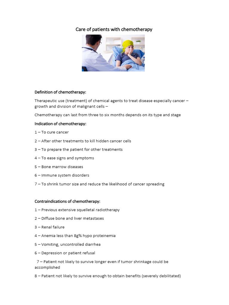 Chemotherapy Patient Care Guide | PDF | Chemotherapy | Cancer