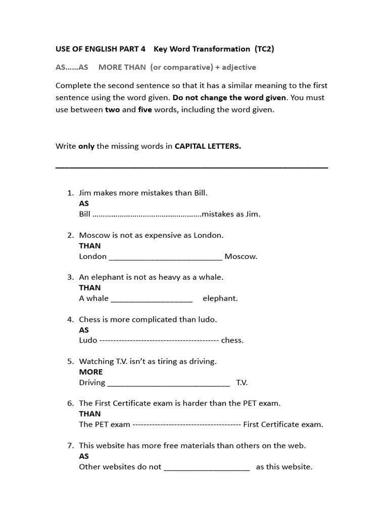 UOE PART 4 KWT TC2 As As More Than | PDF