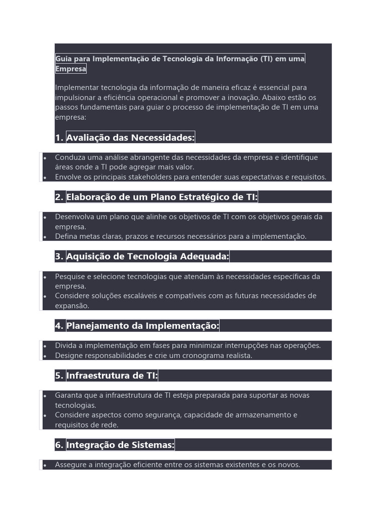 Implementação Eficaz de TI em Empresas | PDF | Tecnologia da Informação ...