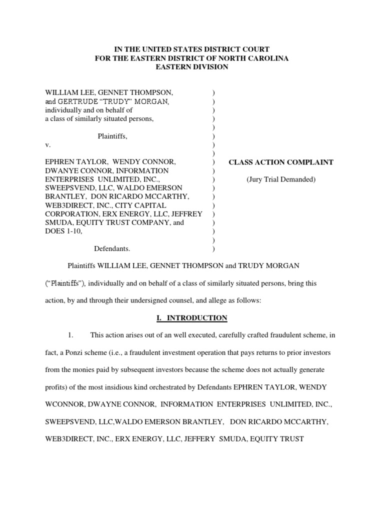 Ponzi Civil Rico Complaint | PDF | Class Action | Investing