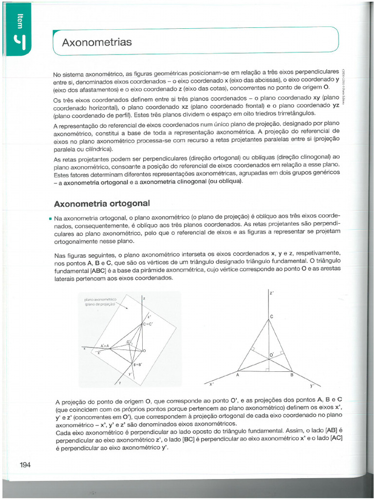 Axonometrias Ortogonais e Clinogonais | PDF