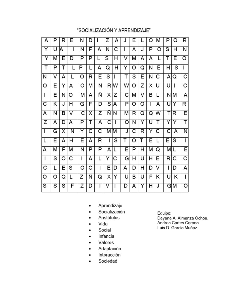 Sopa de Letras, Socializacion | PDF