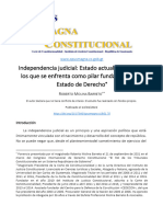 Independencia Judicial: Estado Actual y Desafíos A Los Que Se Enfrenta Como Pilar Fundamental Del Estado de Derecho