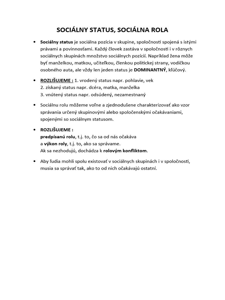 Sociálny Status | PDF