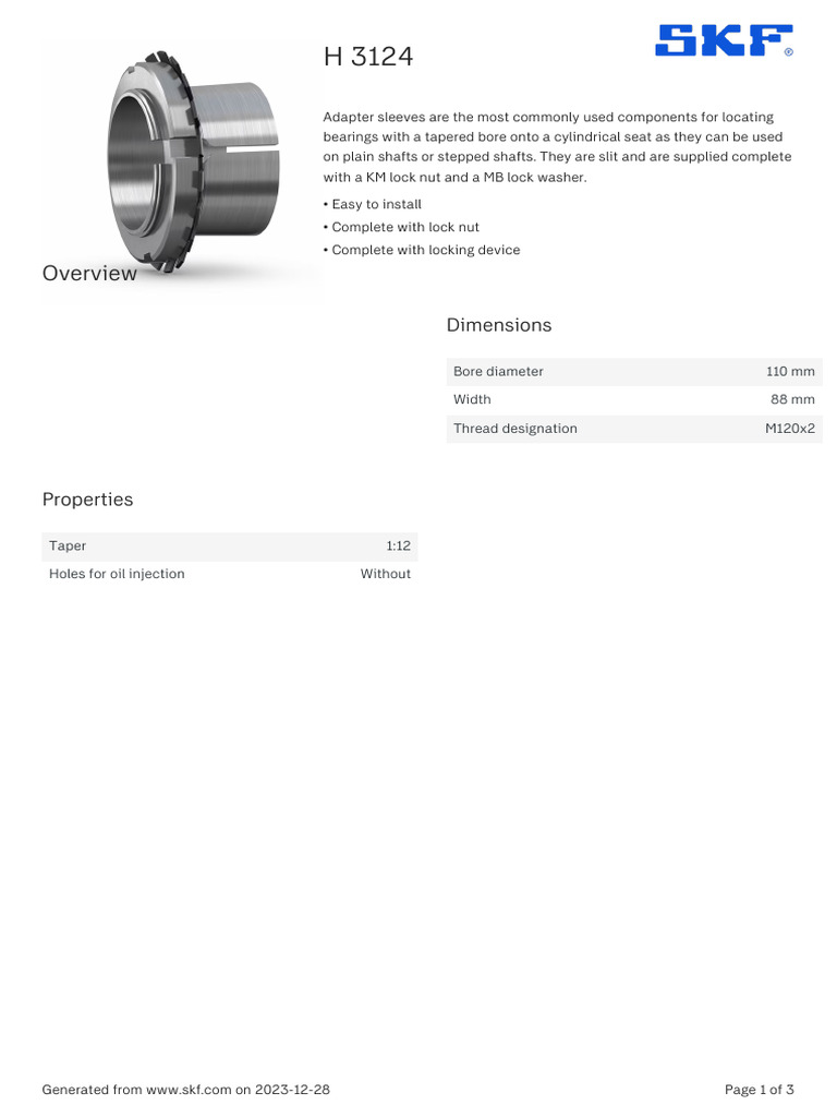 SKF H 3124 Specification | PDF | License | Business Law