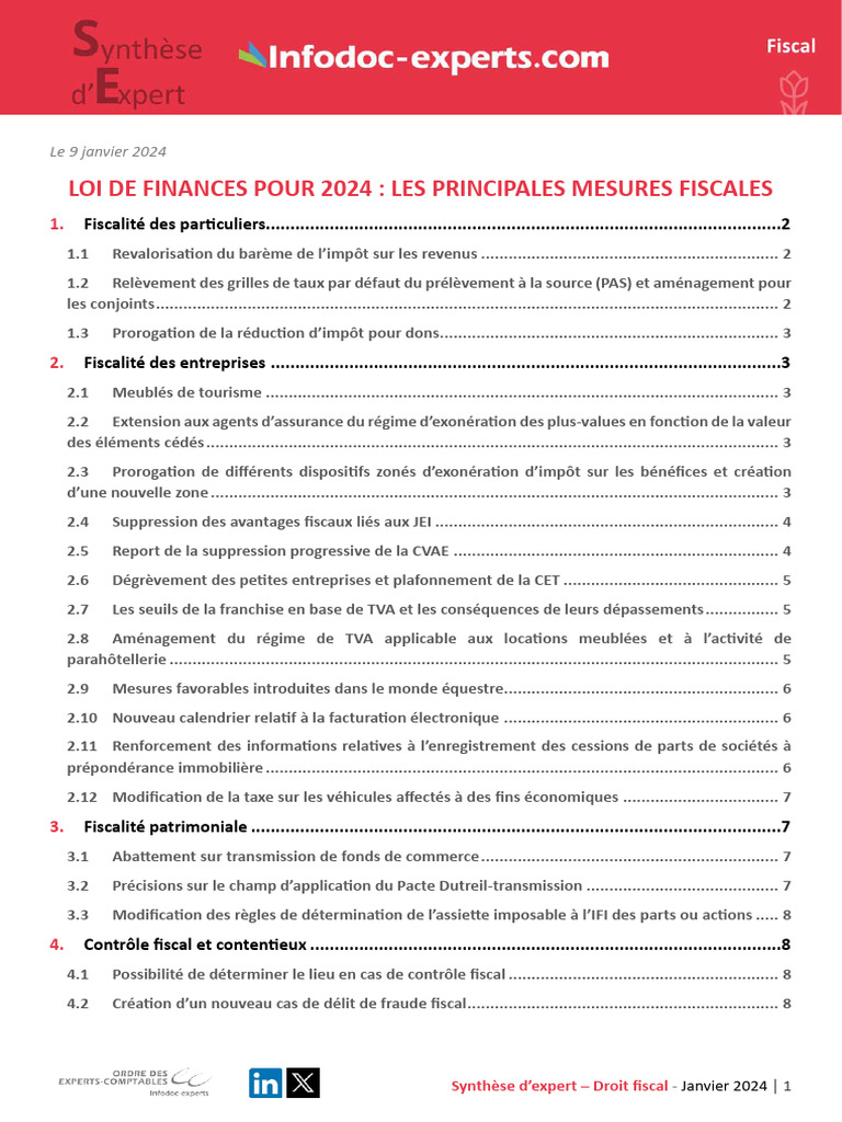 Mesures fiscales de la loi 2024 | PDF | Impôts | Impôt sur le revenu