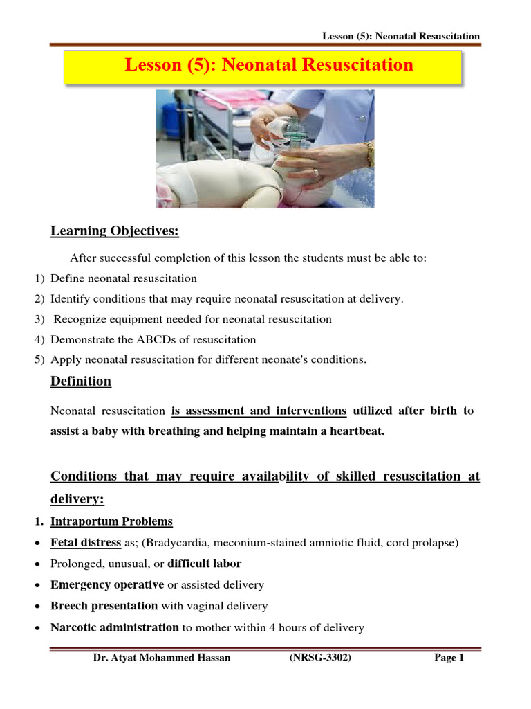 Neonatal Resuscitation Essentials | PDF | Cardiopulmonary Resuscitation ...
