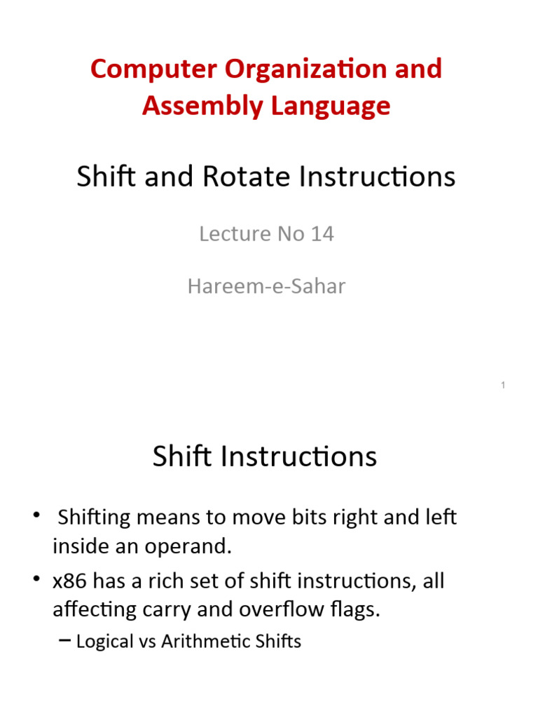 Lec 13 shift and rotate pdf multiplication assembly language