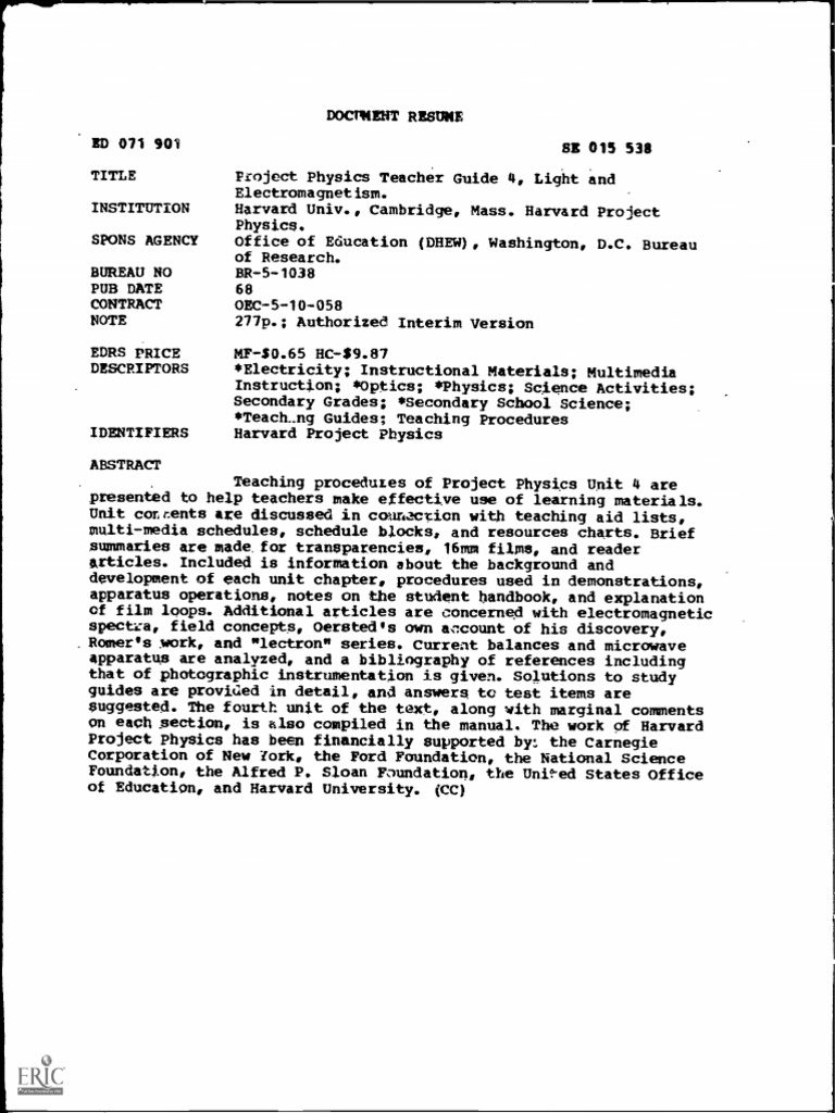 Project Physics Teachers Guide Vol 4 Pdf Electromagnetic